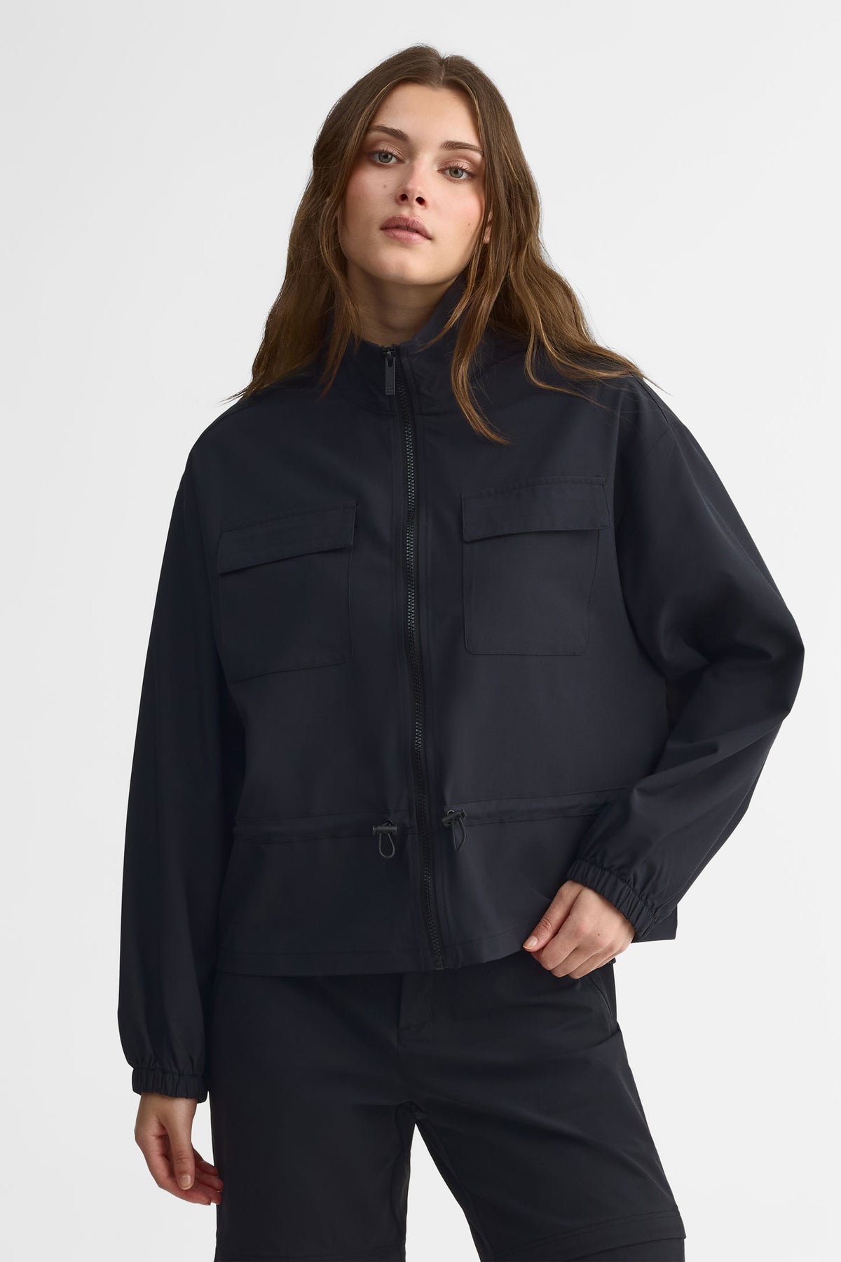 GRACE KARIN Gilet Long Femme Manches Longues Zip Cardigan Col Montant - Élégant Décontracté