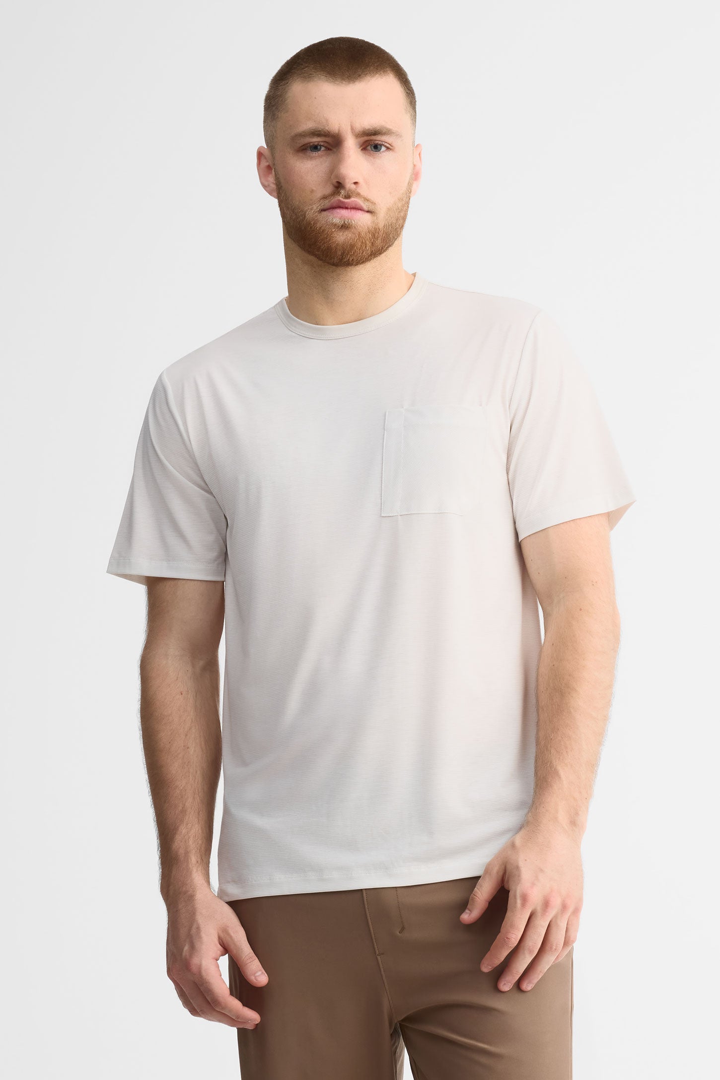 T-shirt col rond - Homme && BEIGE