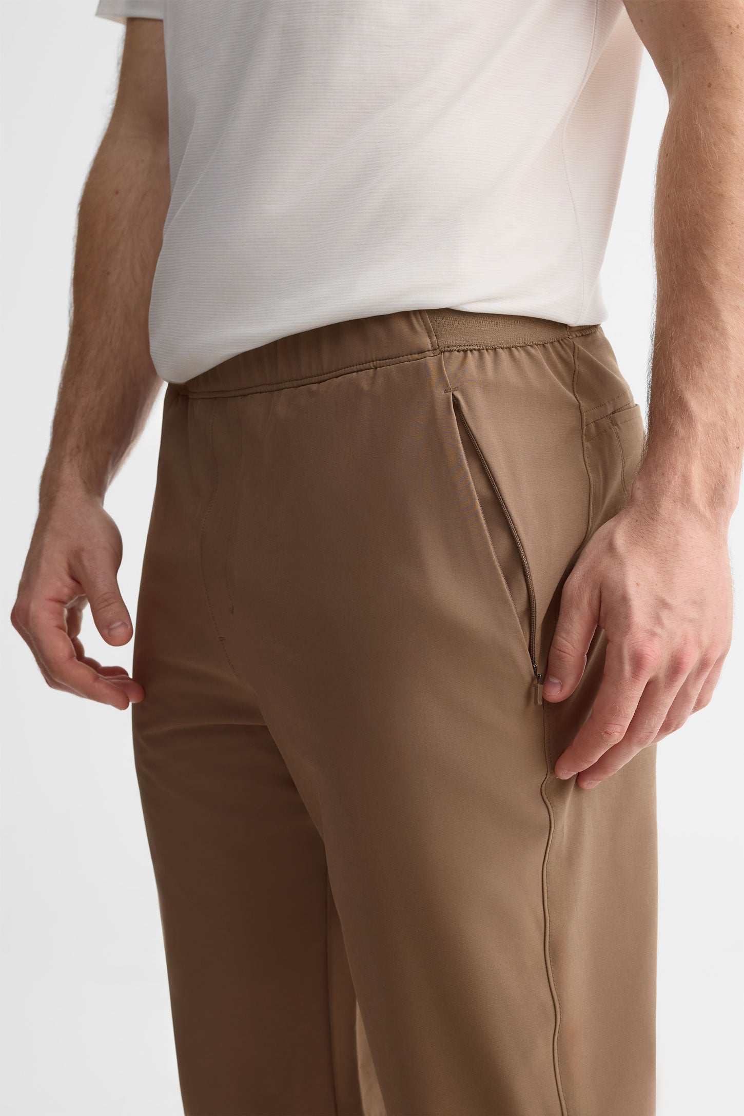 Pantalon taille élastique - Homme && BRUN