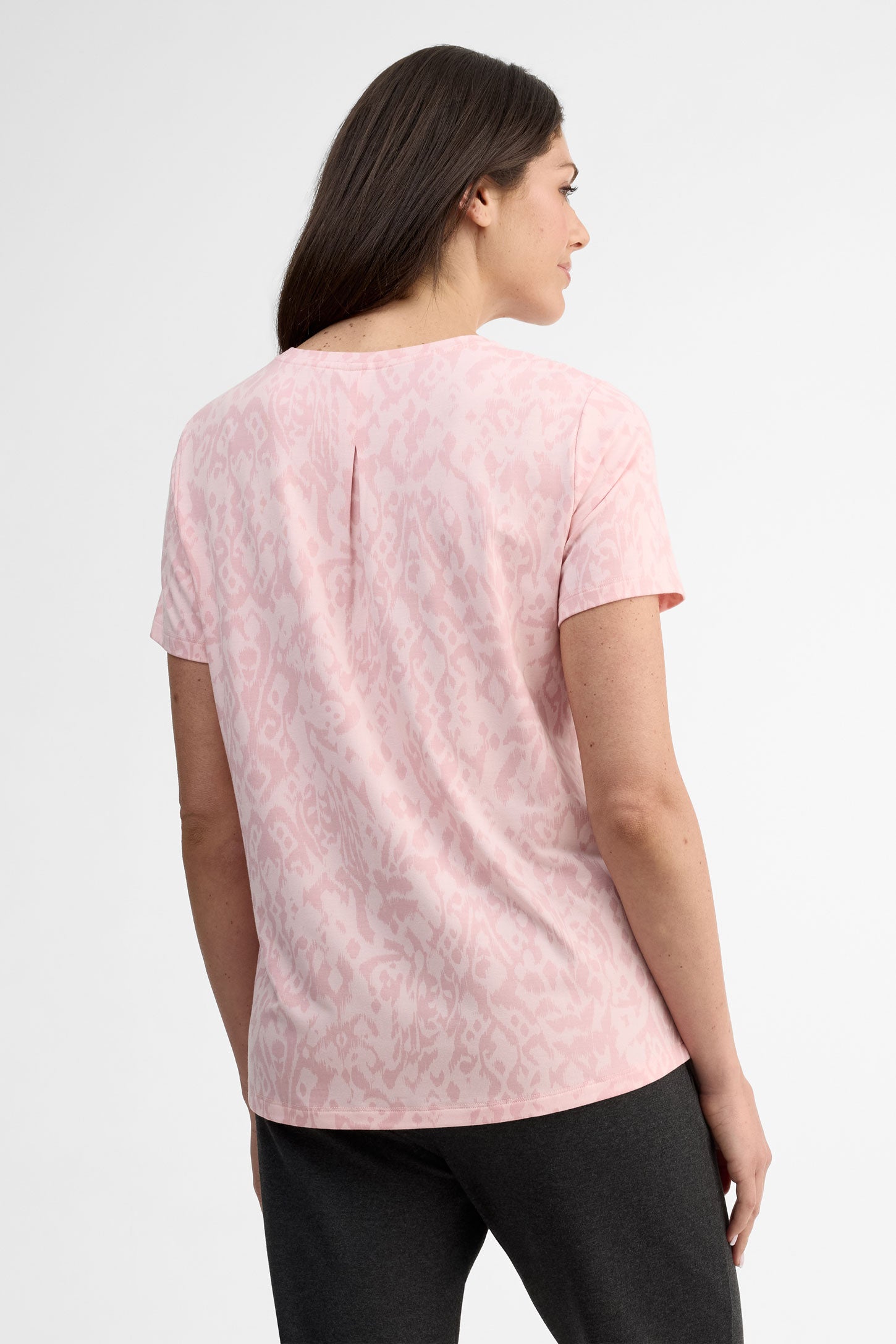 T-shirt col rond modal - Femme && ROSE MULTI