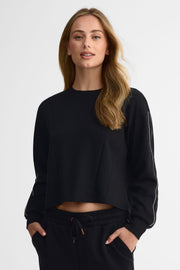 Chandail col rond modal ouaté - Femme && NOIR