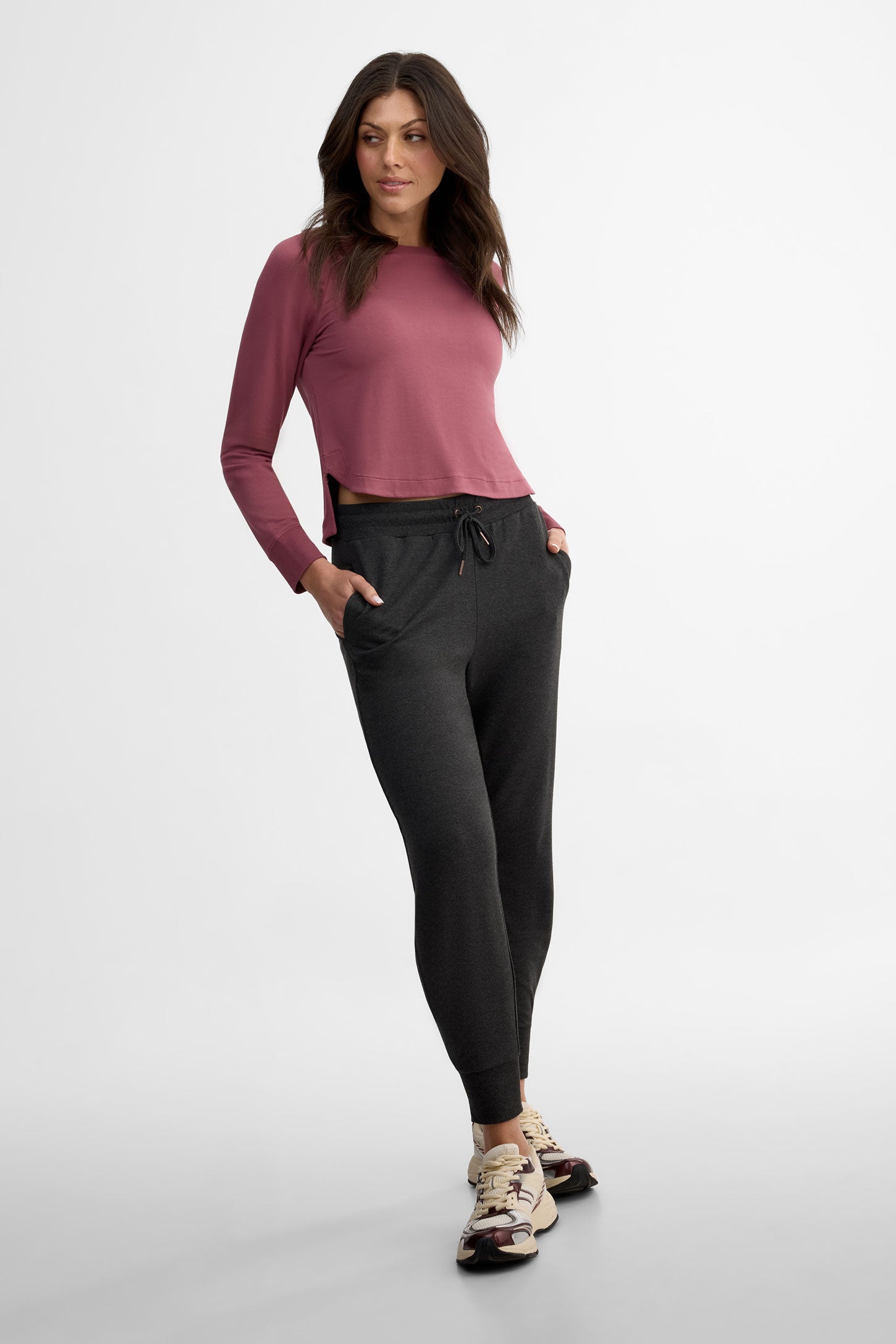 Chandail manches longues modal - Femme && BOURGOGNE