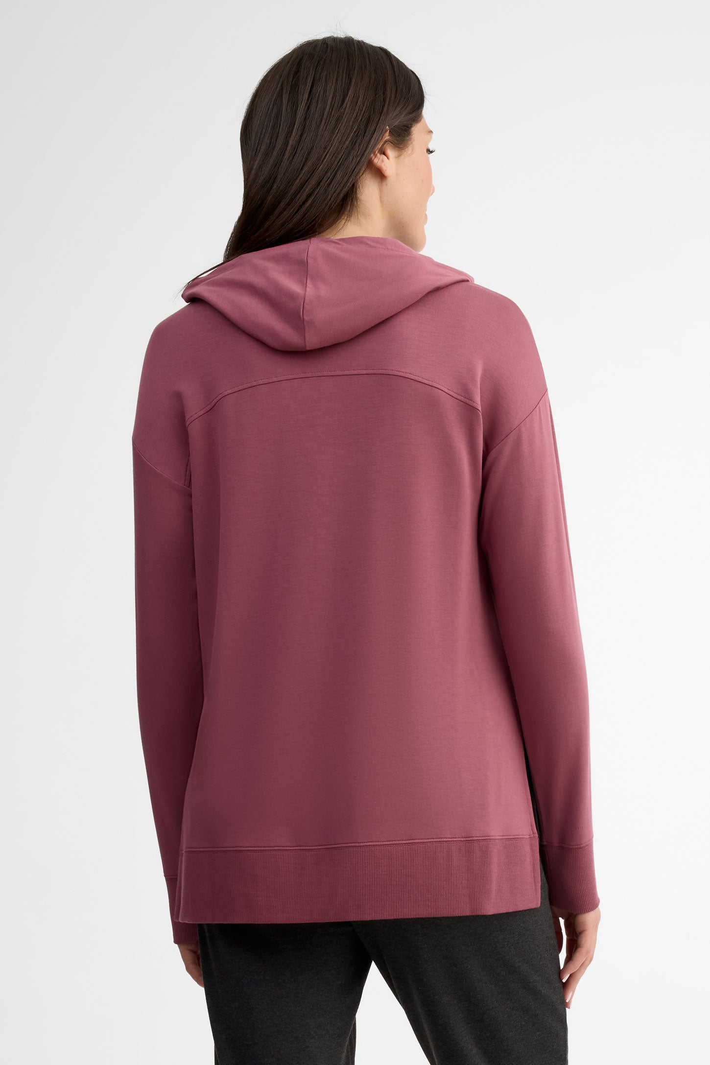 Chandail à capuchon coton ouaté - Femme && BOURGOGNE