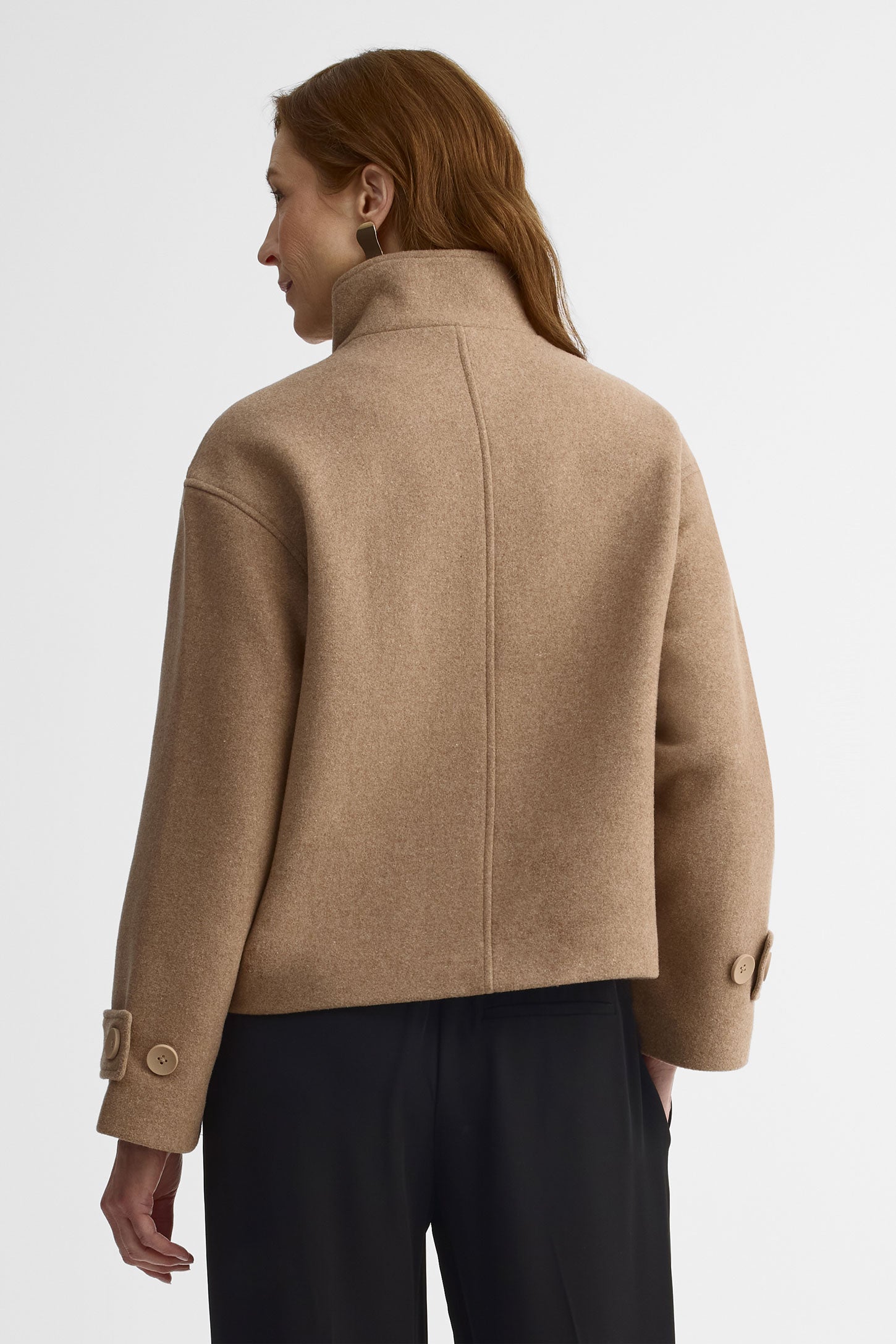 Manteau en laine col montant - Femme && NATUREL