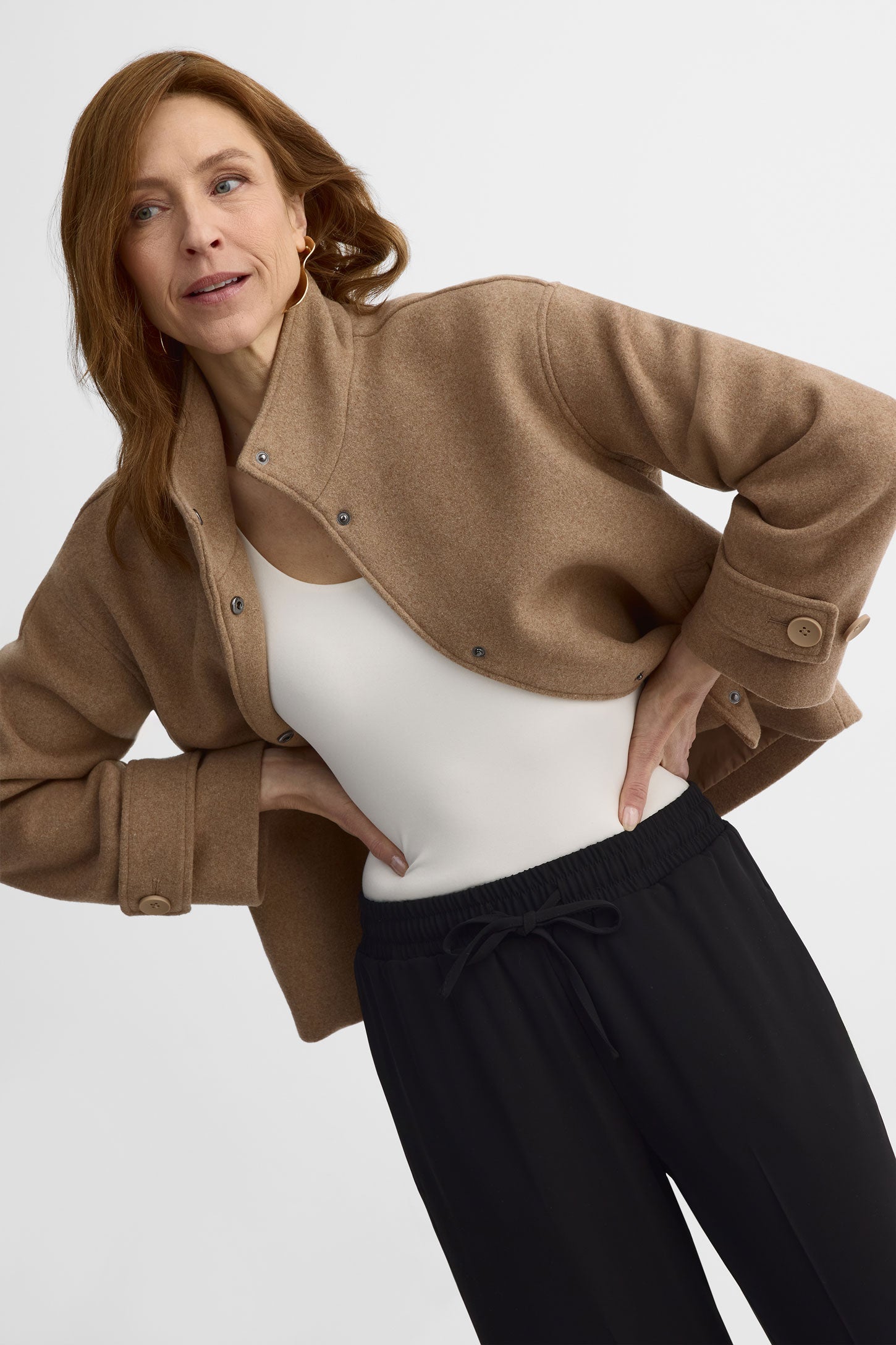 Manteau en laine col montant - Femme && NATUREL
