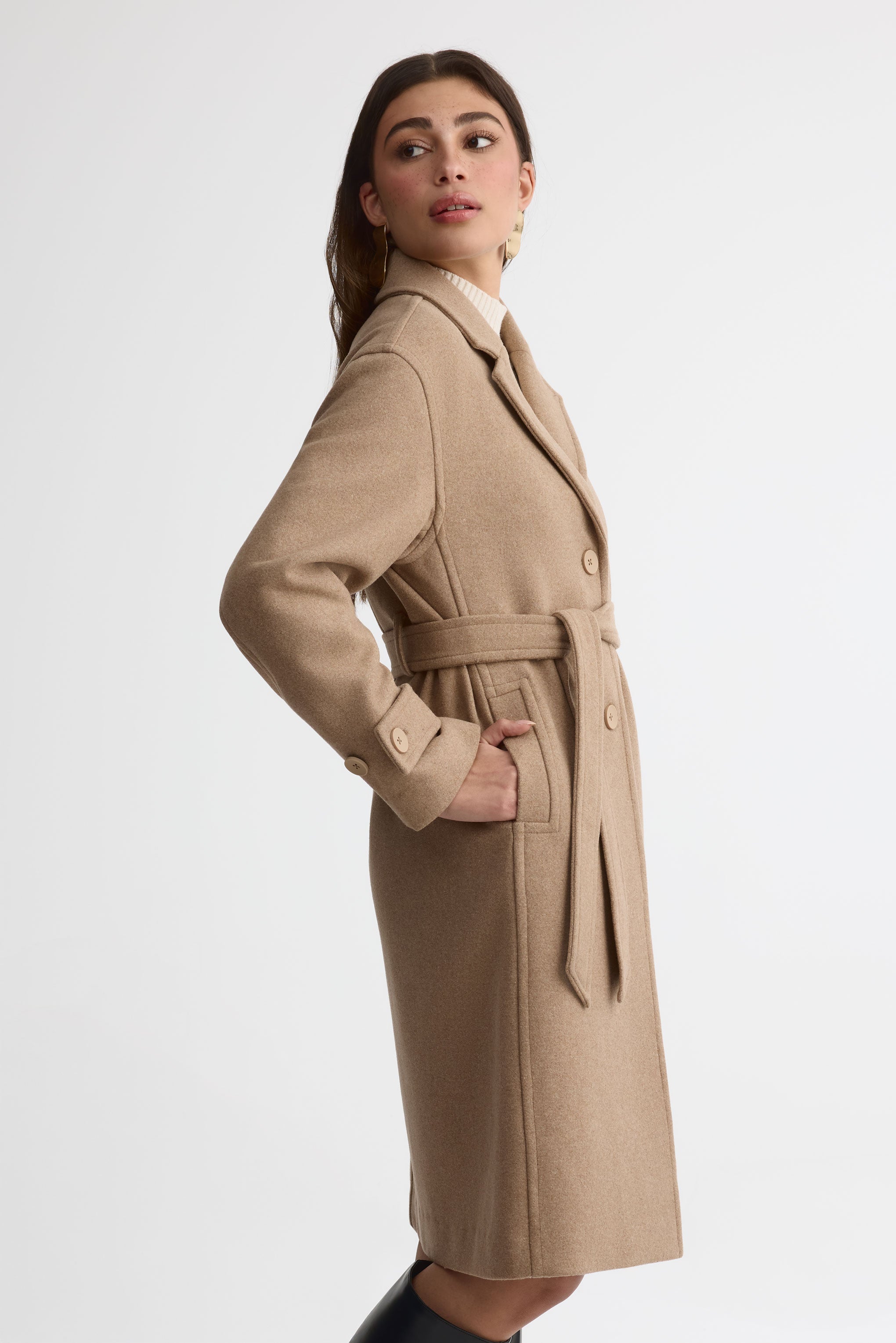 f♡　laubeblanc Belted Wool long gilet Belted Wool long gilet – L'AUBE BLANC