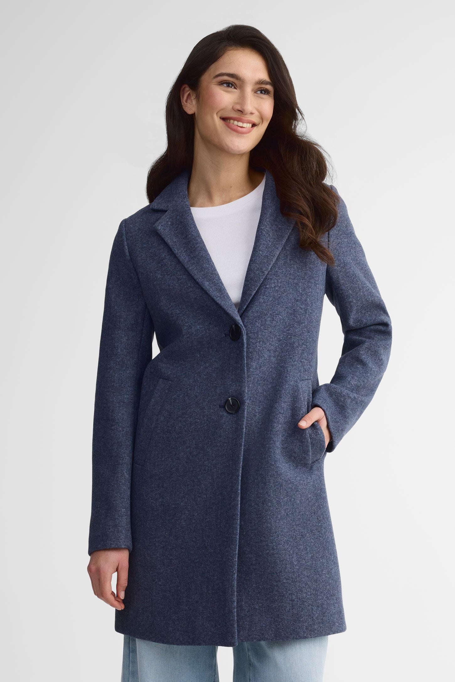 Manteau mi-long doublé - Femme && MARIN MIXTE