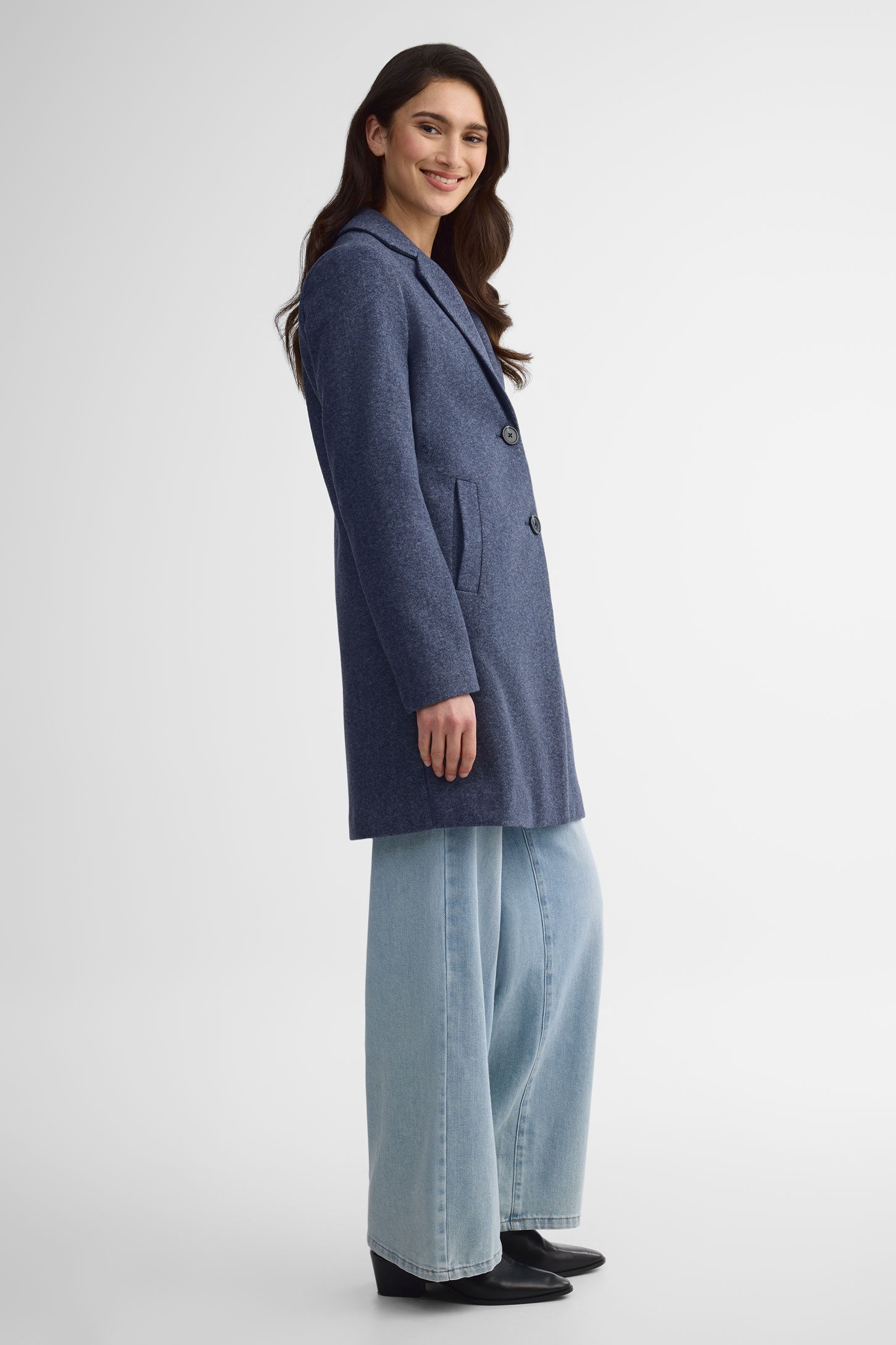 Manteau mi-long doublé - Femme && MARIN MIXTE