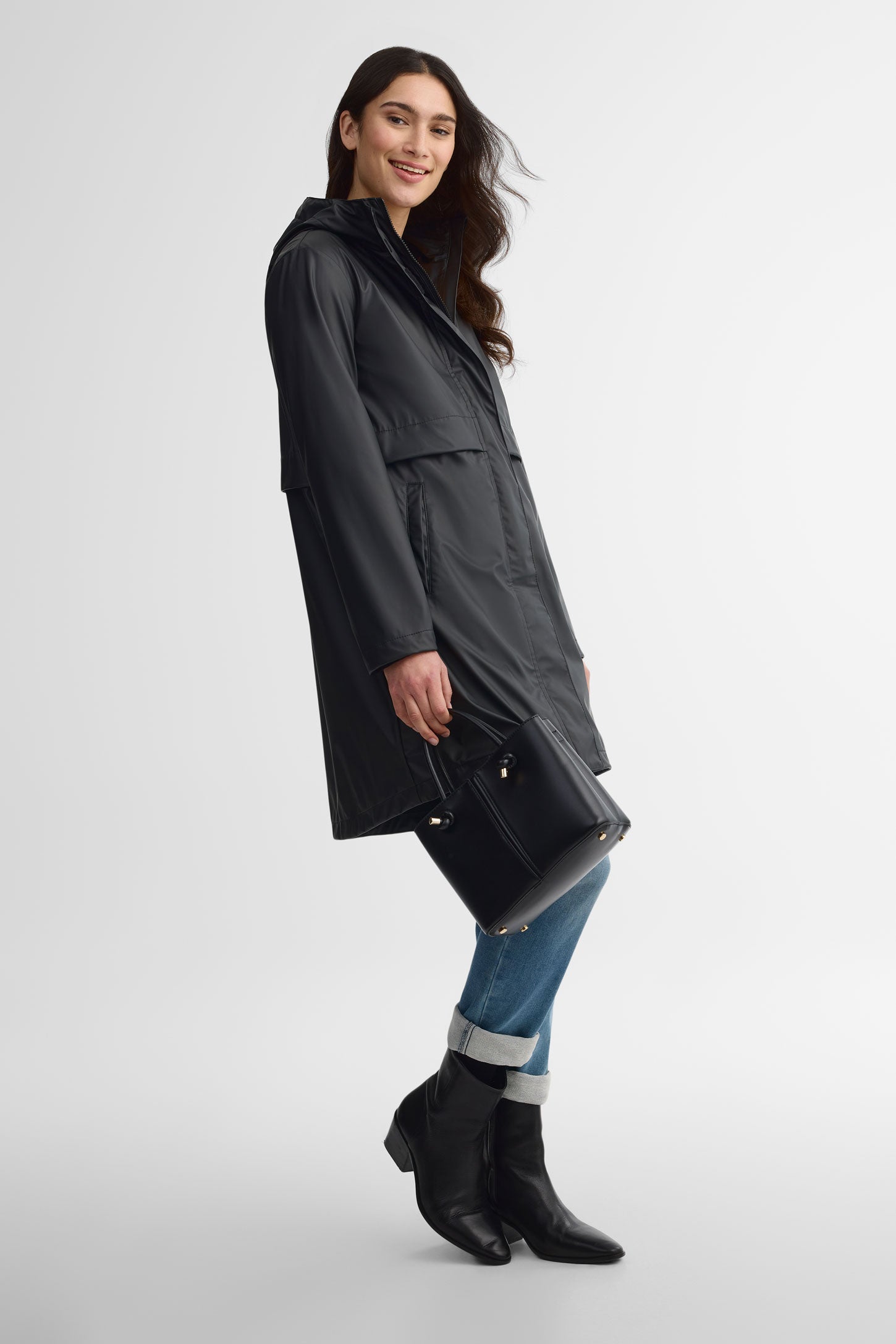 Manteau long imperméable - Femme && NOIR