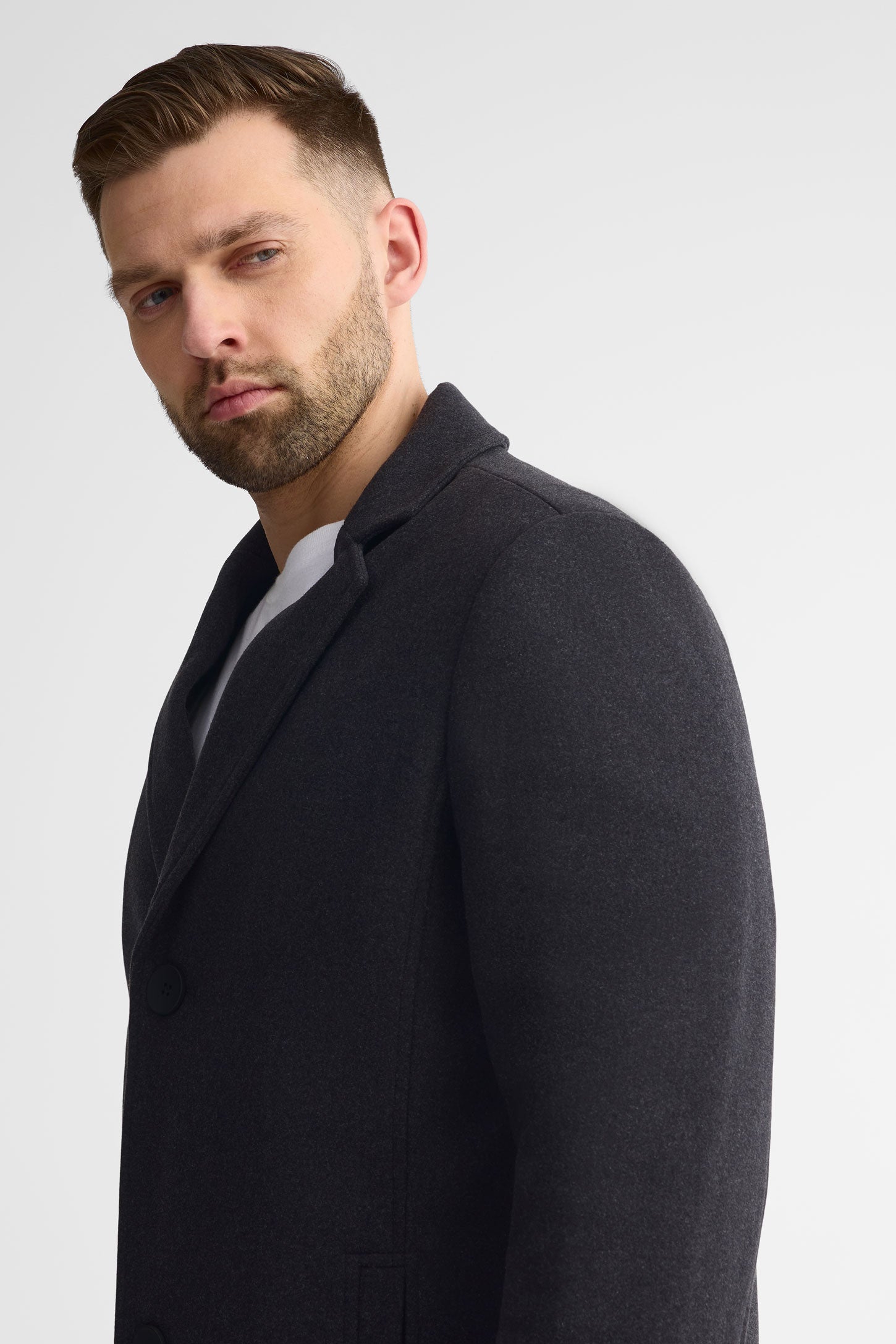 Manteau en lainage veston - Homme && CHARBON MIXTE