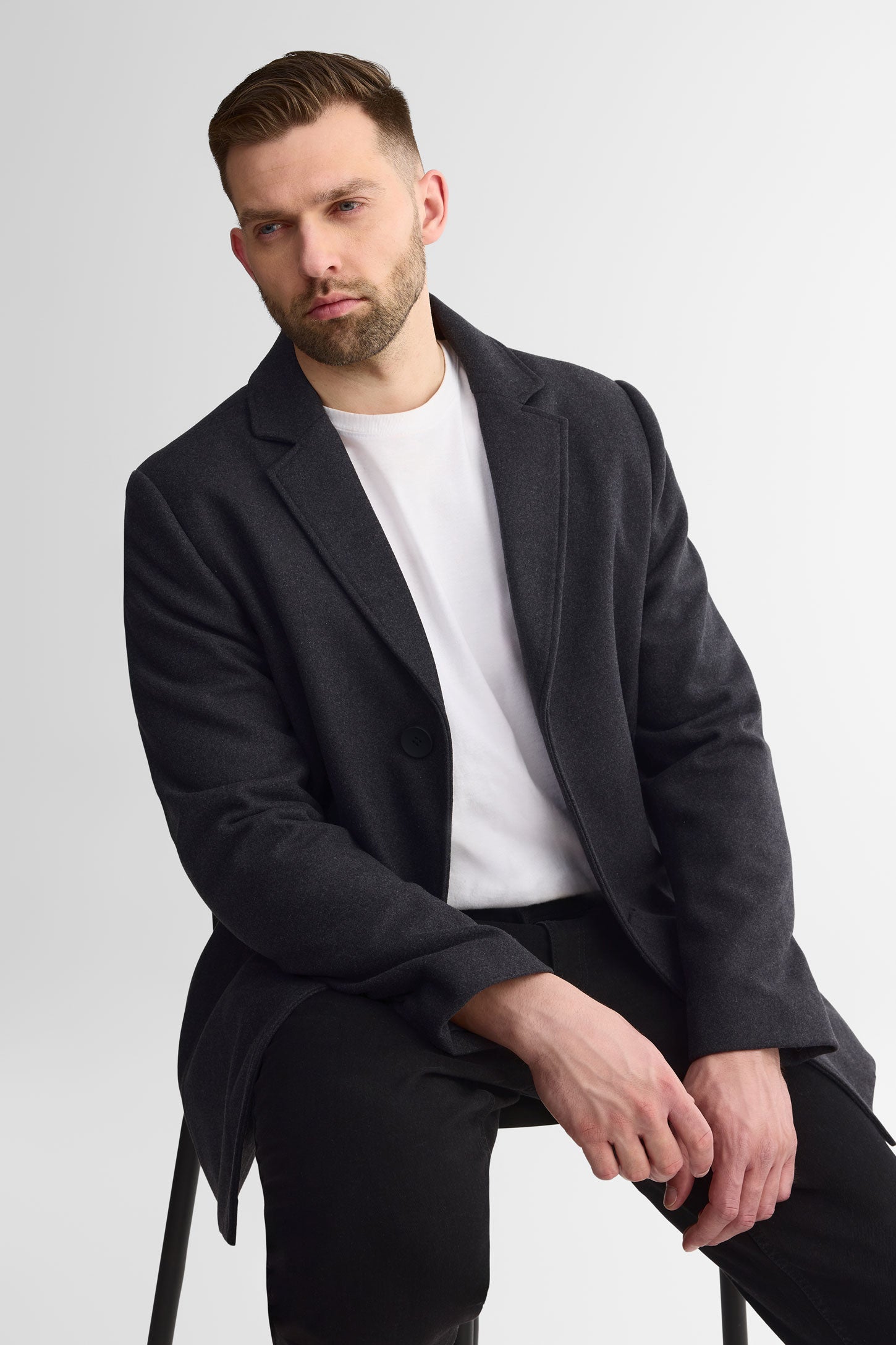 Manteau en lainage veston - Homme && CHARBON MIXTE