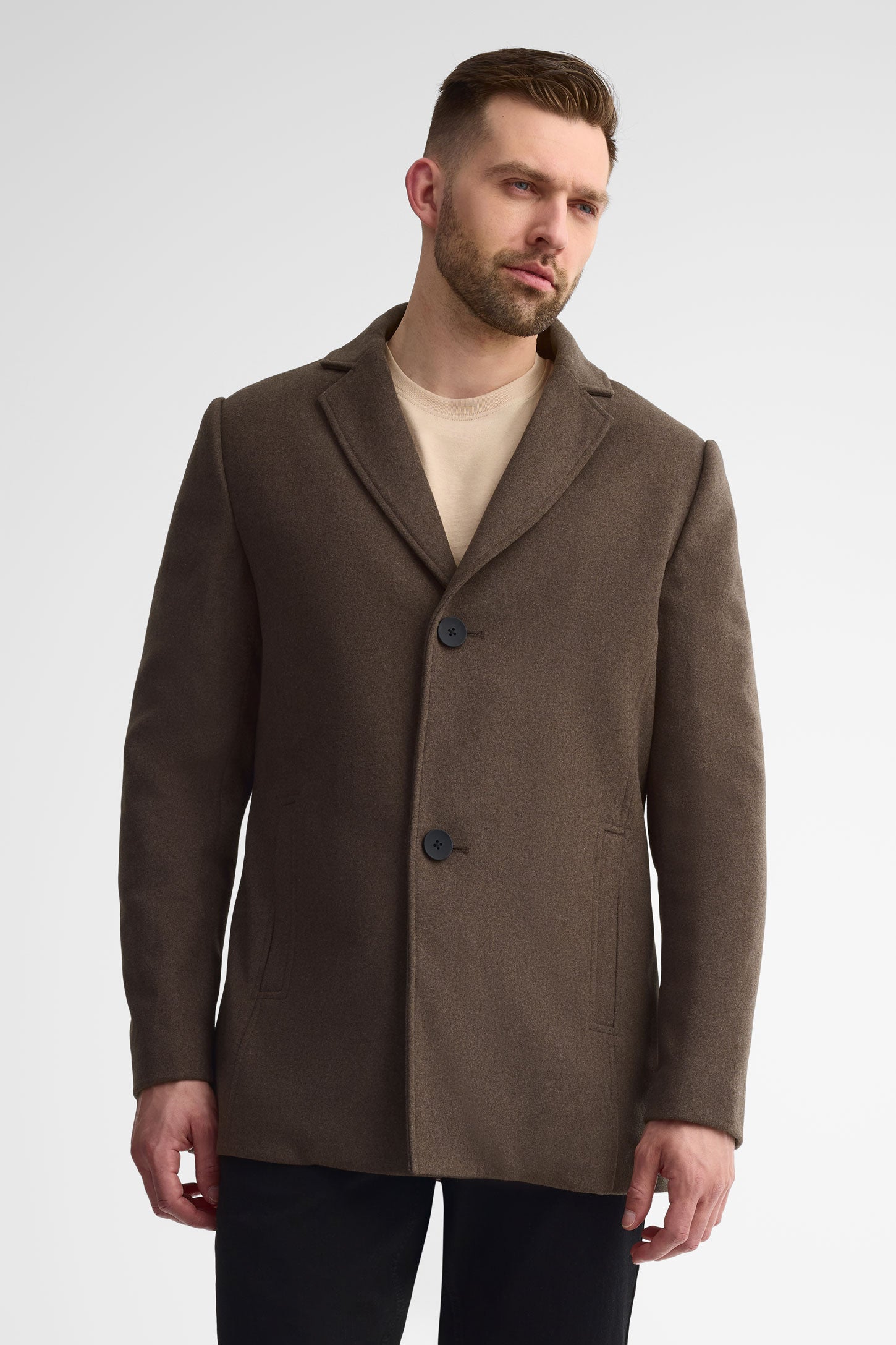 Manteau en lainage veston - Homme && BRUN MIXTE