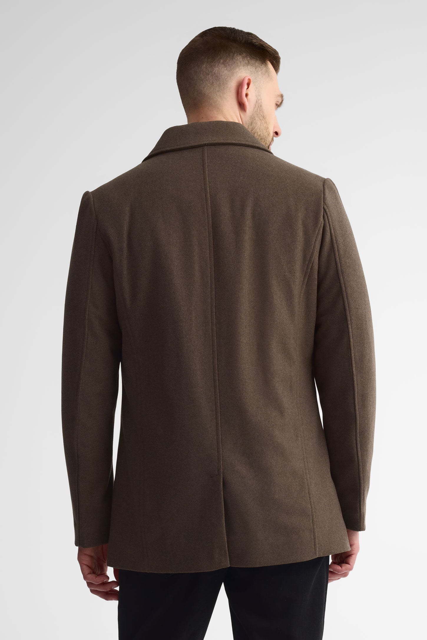 Manteau en lainage veston - Homme && BRUN MIXTE