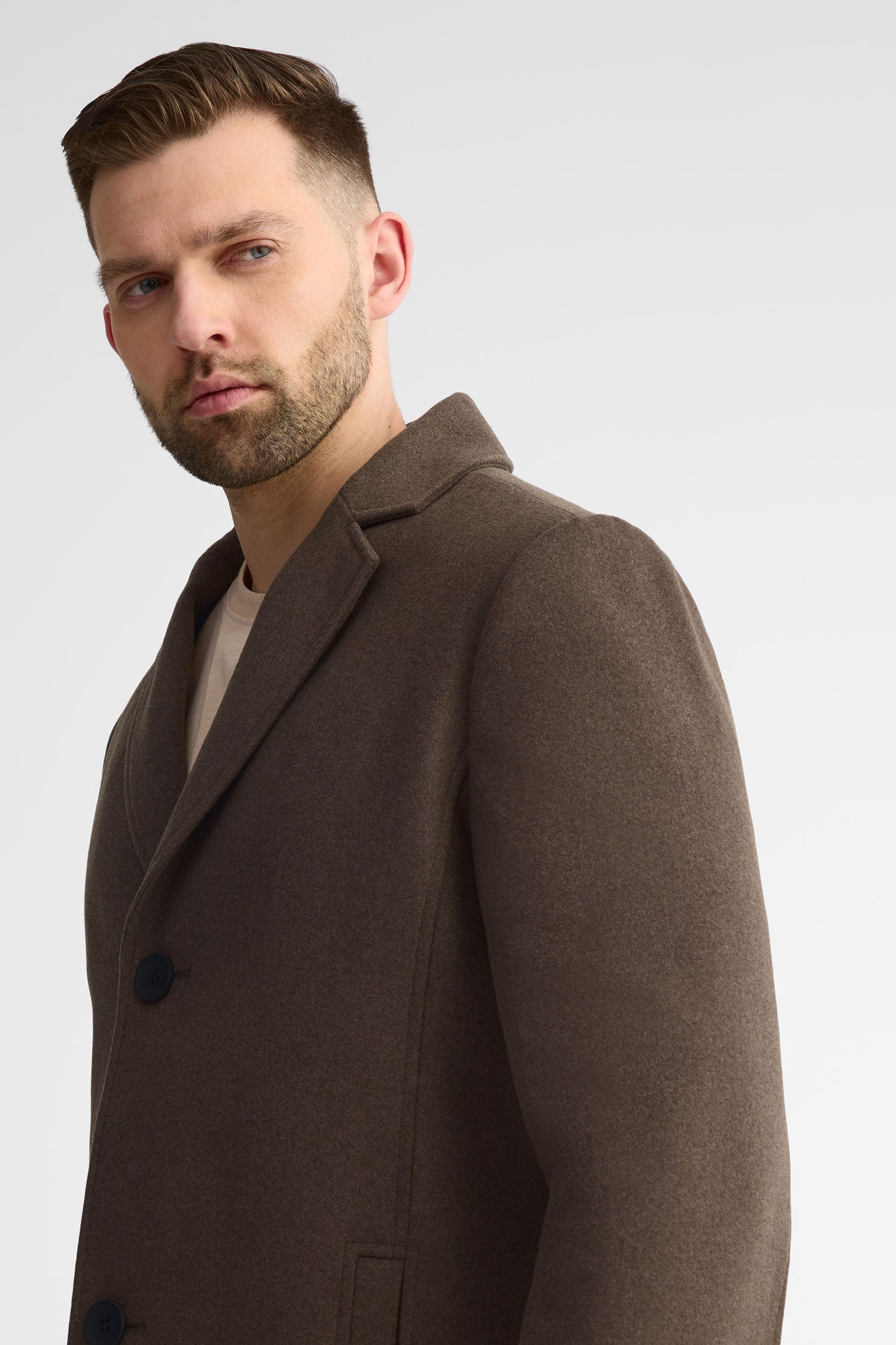 Manteau en lainage veston - Homme && BRUN MIXTE