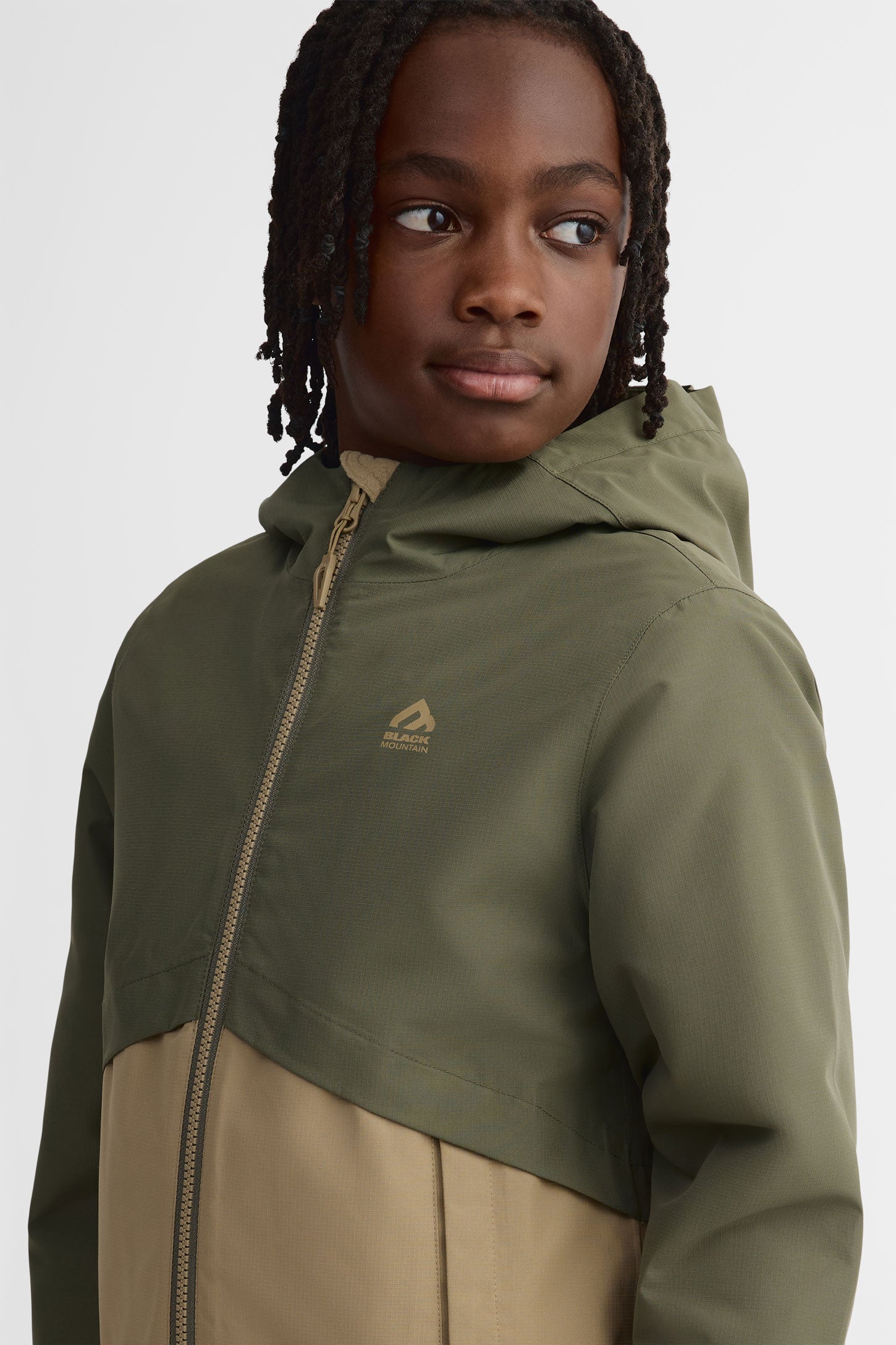 Manteau résistant à l'eau doublé - Ado garçon && KAKI