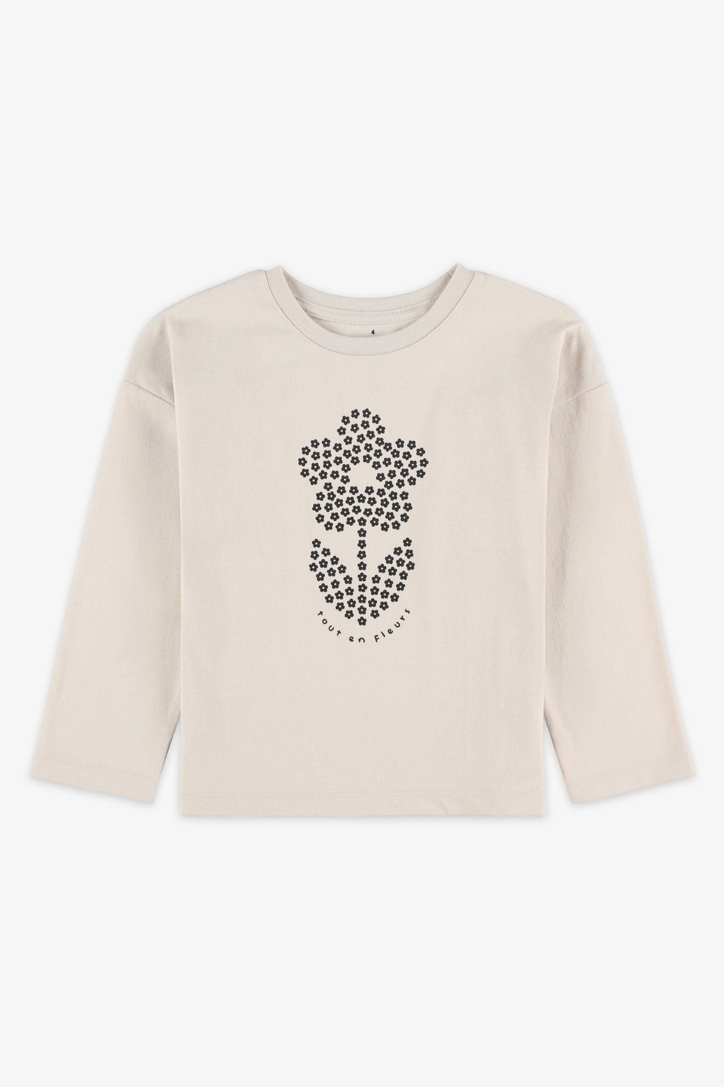 Chandail col rond coton, 2/20$ - Enfant fille && BEIGE