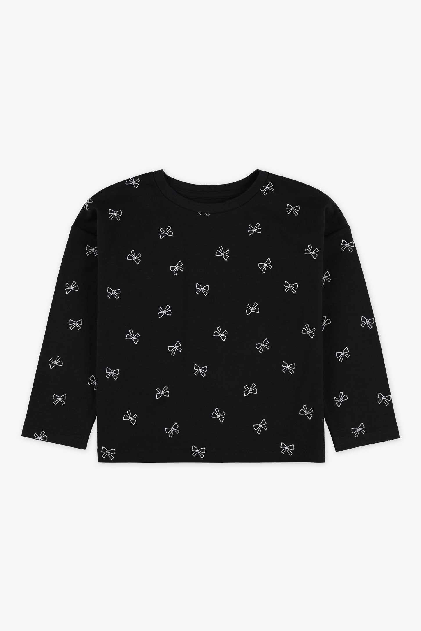 Chandail manches longues coton - 2/20$ - Enfant fille && NOIR/MULTI