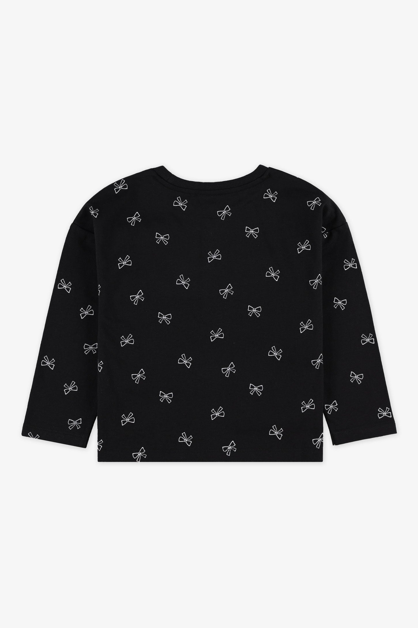 Chandail manches longues coton - 2/20$ - Enfant fille && NOIR/MULTI