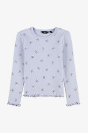 Chandail manches longues côtelé - Enfant fille && BLEU MULTI