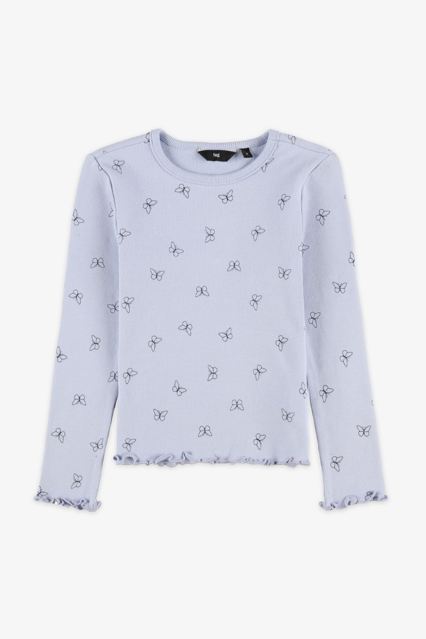 Chandail manches longues côtelé - Enfant fille && BLEU MULTI