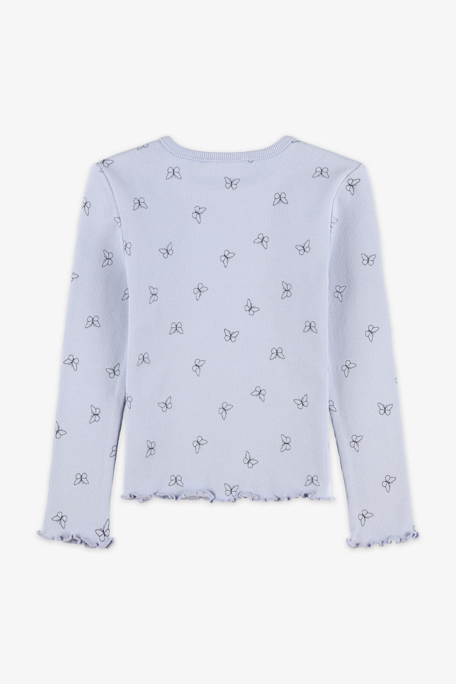 Chandail manches longues côtelé - Enfant fille && BLEU MULTI