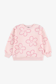 Chandail col rond coton ouaté - Enfant fille && ROSE MULTI