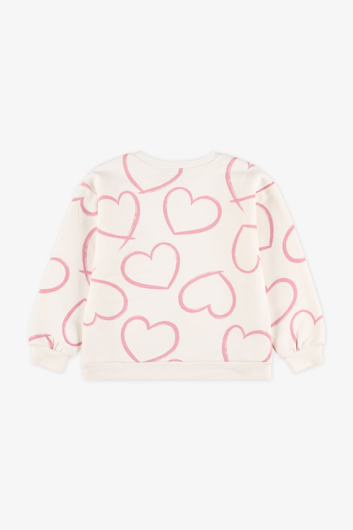 Chandail col rond coton ouaté - Enfant fille && BLANC CASSÉ/MULTI