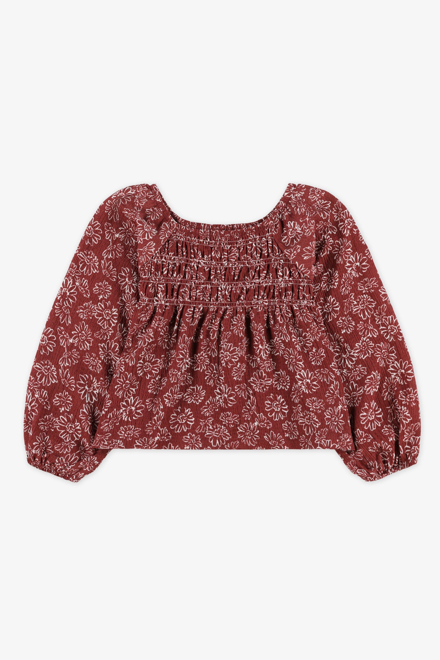 Chandail manches longues bouffantes - Enfant fille && ROUGE/MULTI