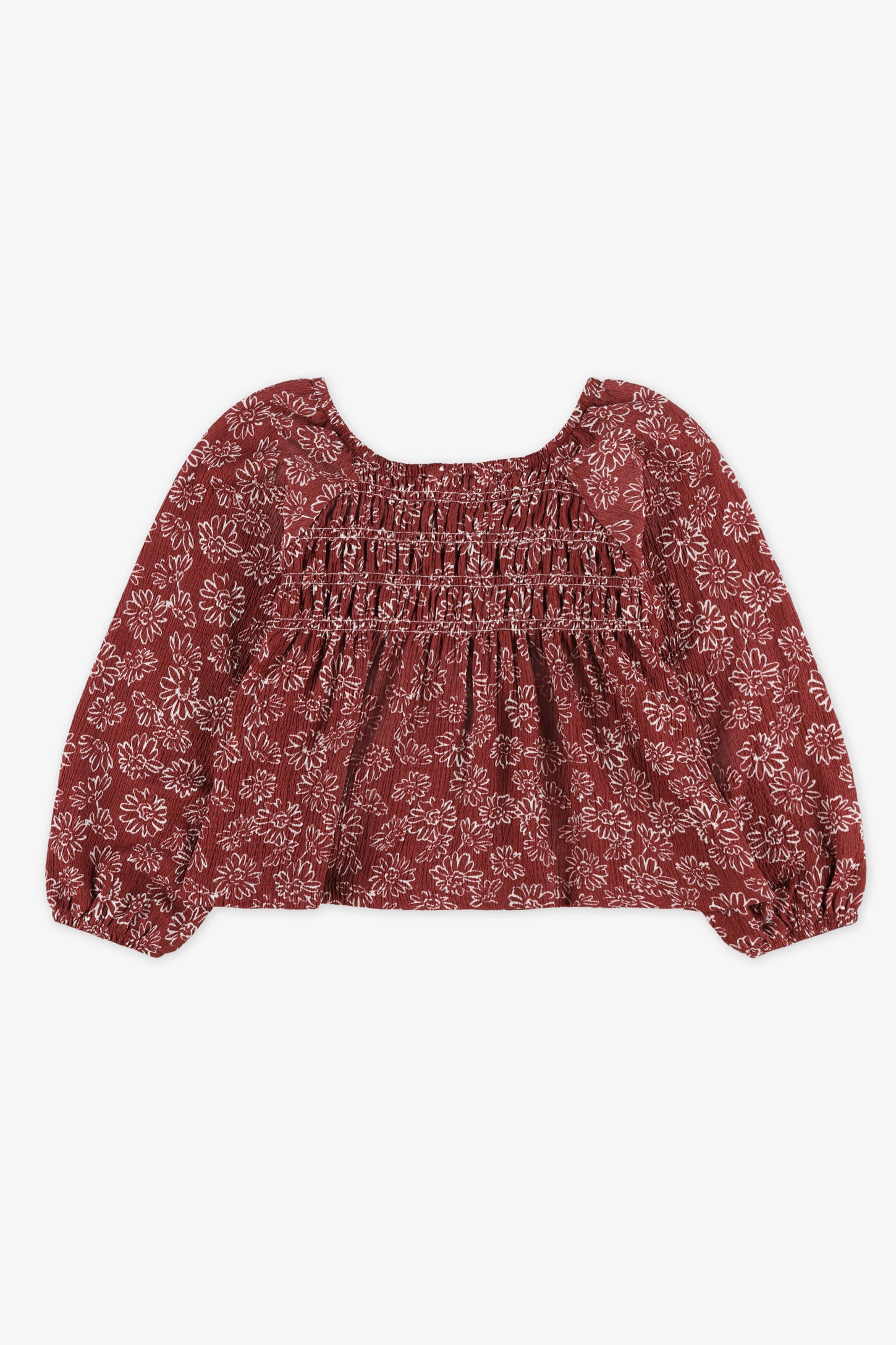 Chandail manches longues bouffantes - Enfant fille && ROUGE/MULTI