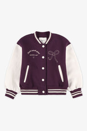 Veste varsity à manches longues - Enfant fille && AUBERGINE
