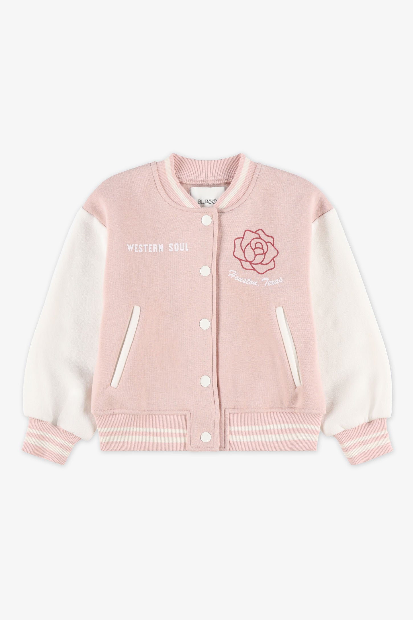 Veste varsity à manches longues - Enfant fille && ROSE PALE