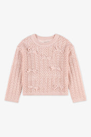 Chandail col rond tricot - Enfant fille && ROSE PALE