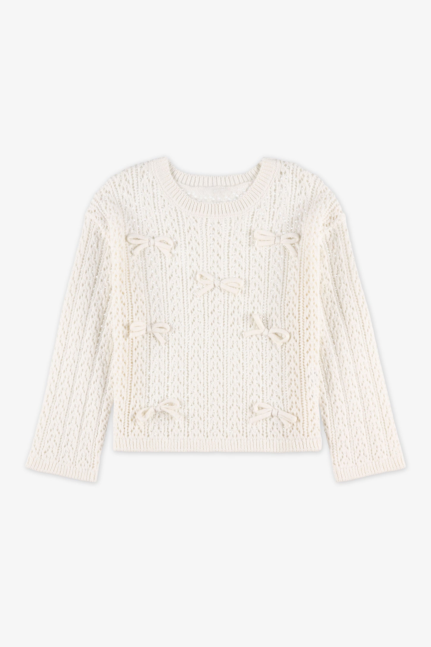 Chandail col rond tricot - Enfant fille && BLANC CASSÉ