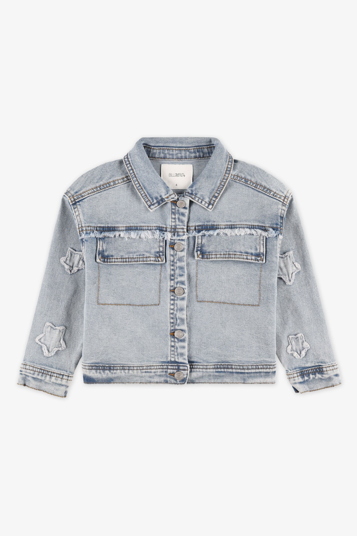 Veste en jeans à étoiles brodées - Enfant fille && DENIM PALE