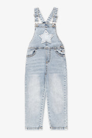 Salopette en jeans extensible - Enfant fille && DENIM PALE