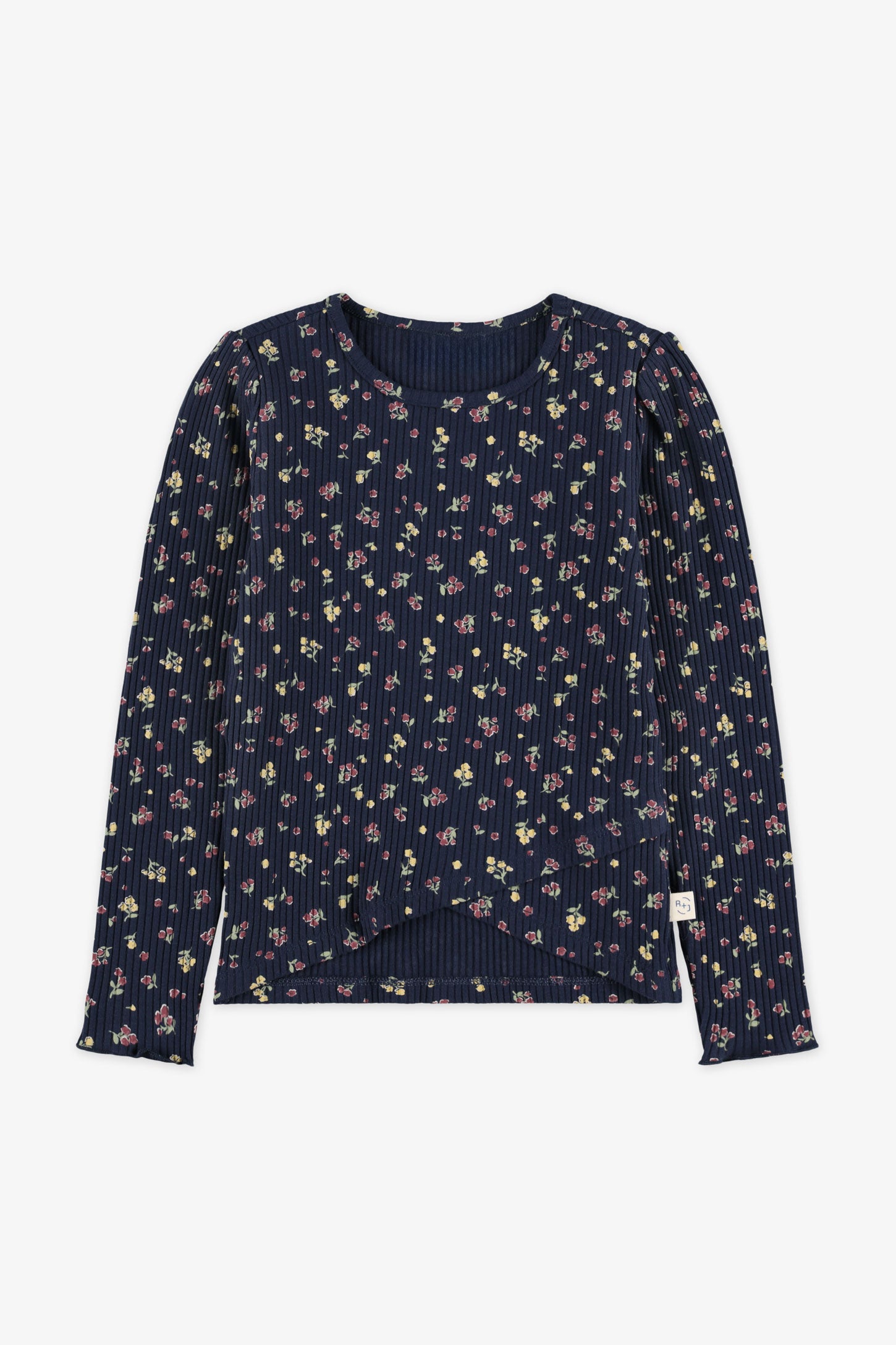 Chandail manches longues col rond - Enfant fille && MARIN/MULTI