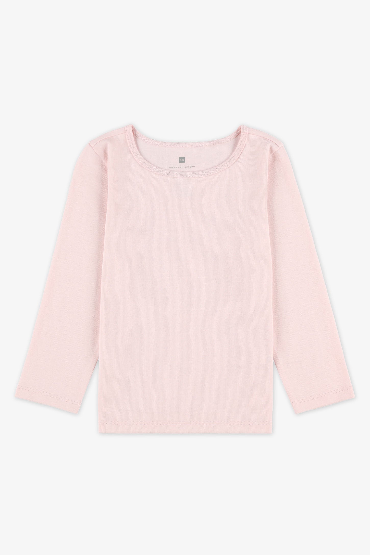 Chandail col rond manches longues - Bébé fille && ROSE PALE