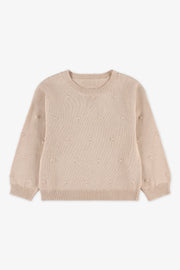 Chandail col rond tricot - Bébé fille && BEIGE