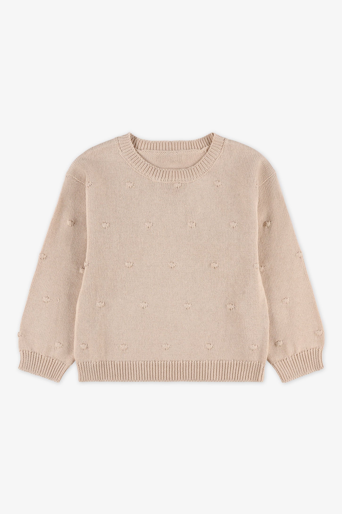 Chandail col rond tricot - Bébé fille && BEIGE