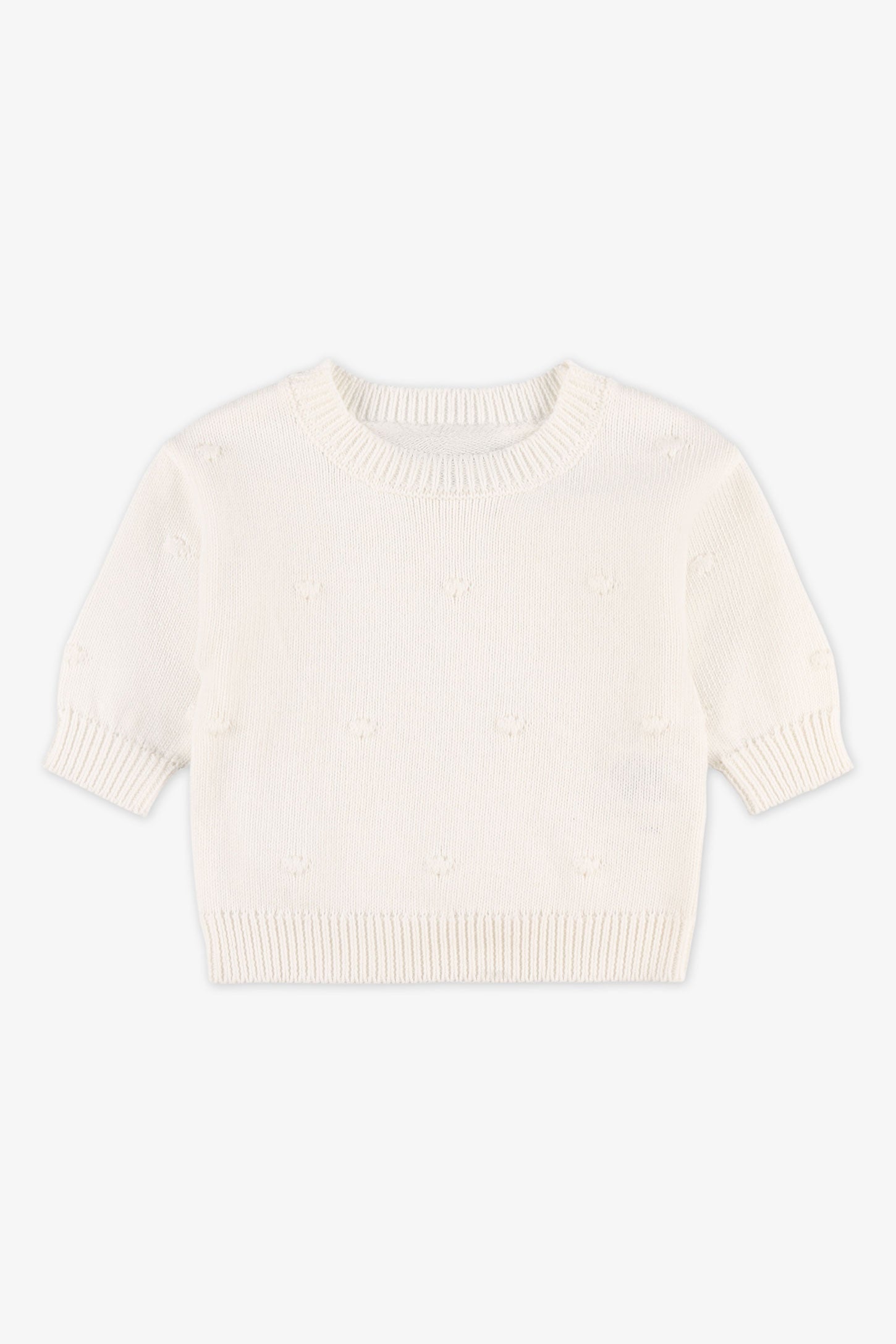 Chandail col rond tricot - Bébé fille && BLANC CASSÉ