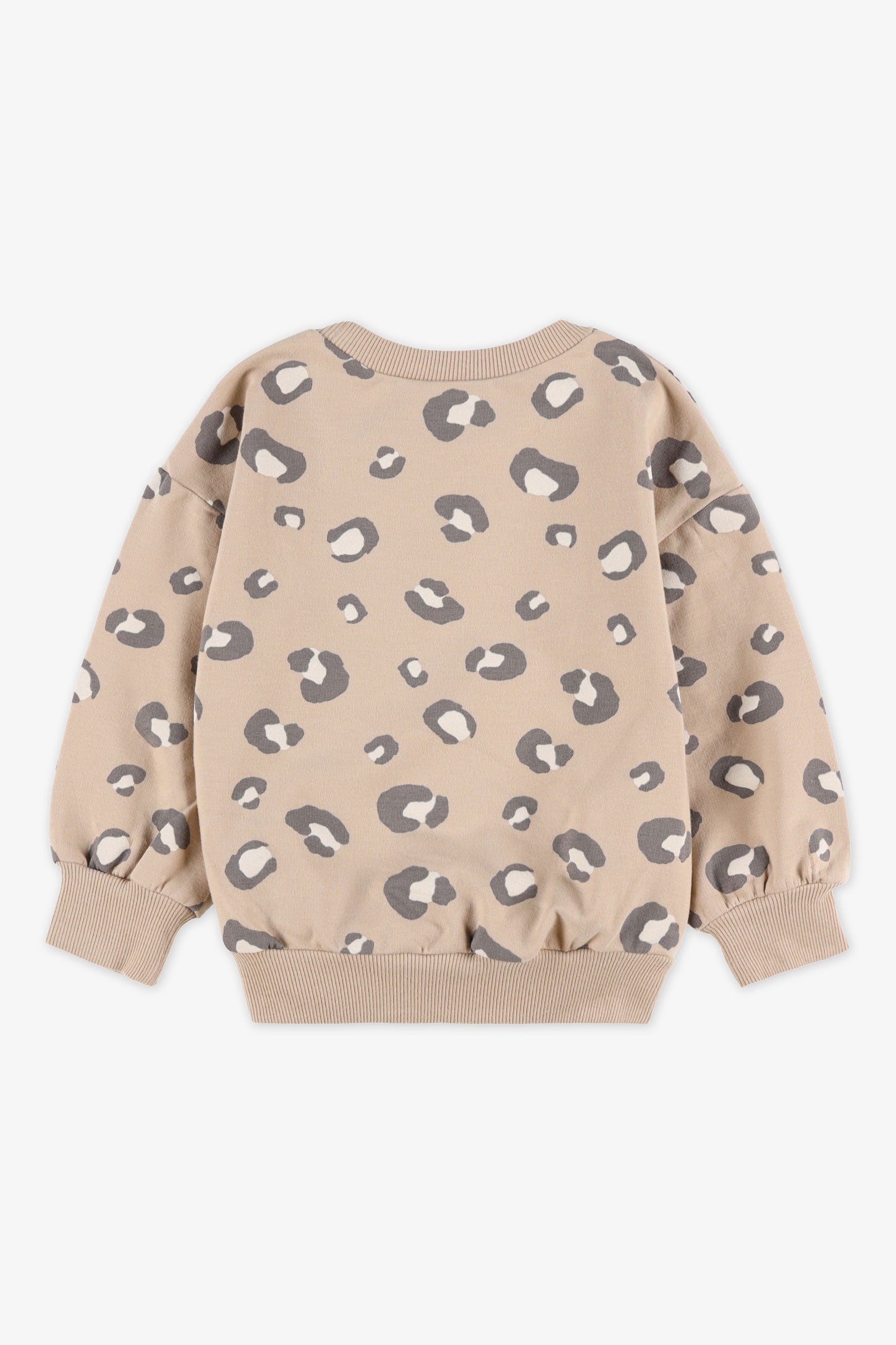 Chandail col rond coton ouaté - Bébé fille && BEIGE/MULTI