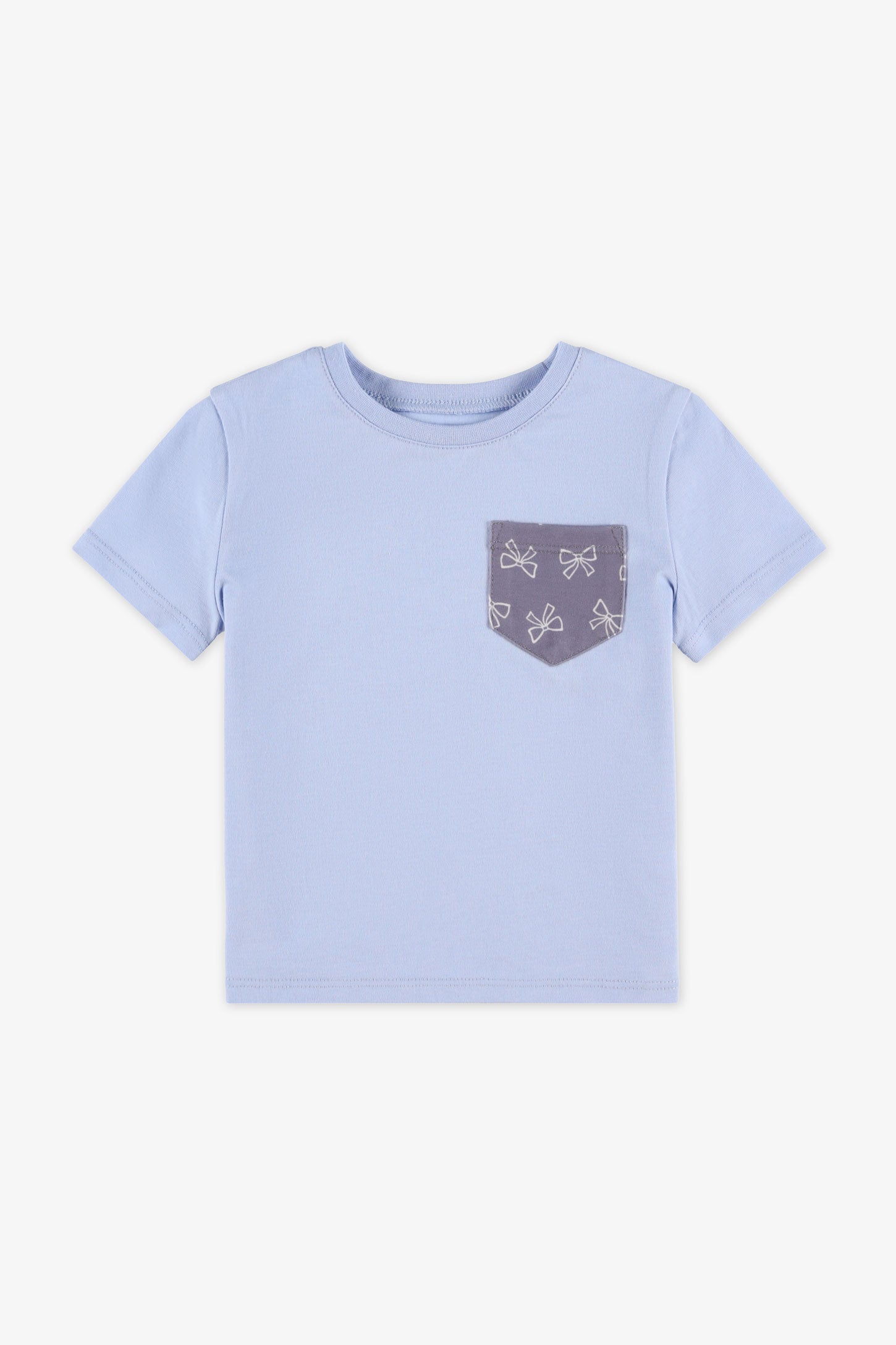 T-shirt col rond à poche, 2T-3T, 2/15$ - Bébé fille && BLEU