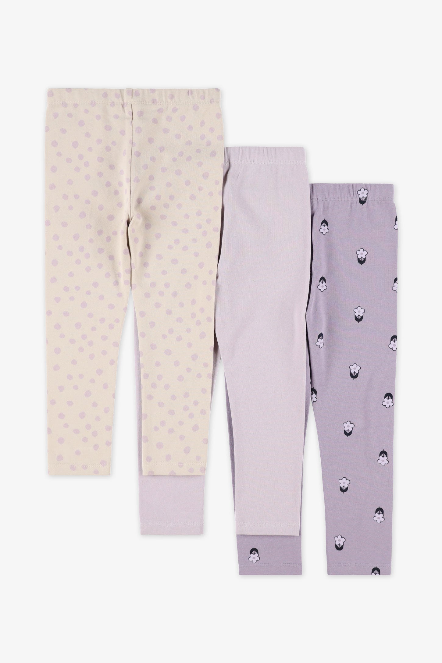 Lot de 3 legging coton, 2T-3T - Bébé fille && LAVANDE/MULTI