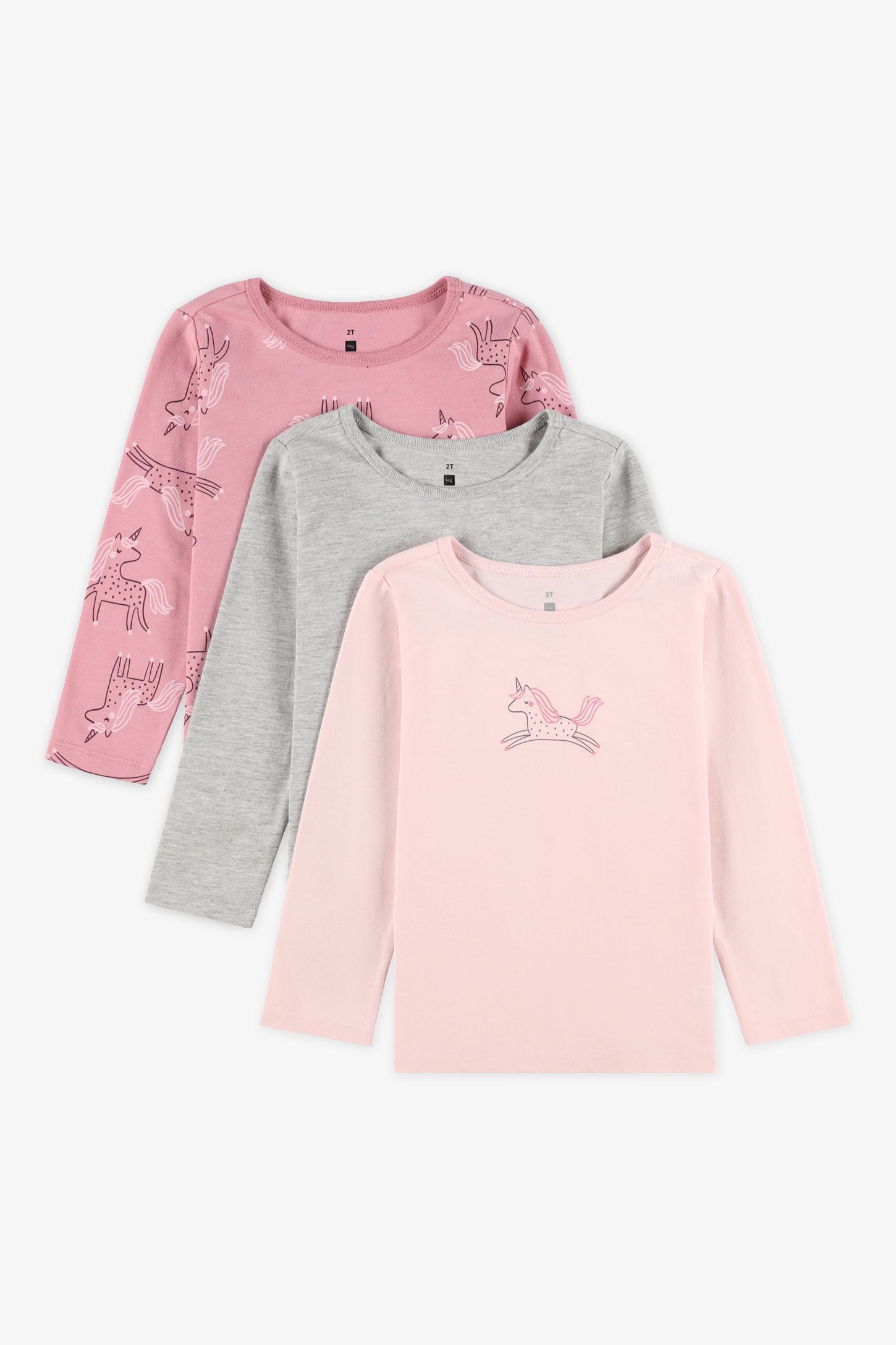 Lot de 3 chandails manches longues coton - Bébé fille && ROSE PALE