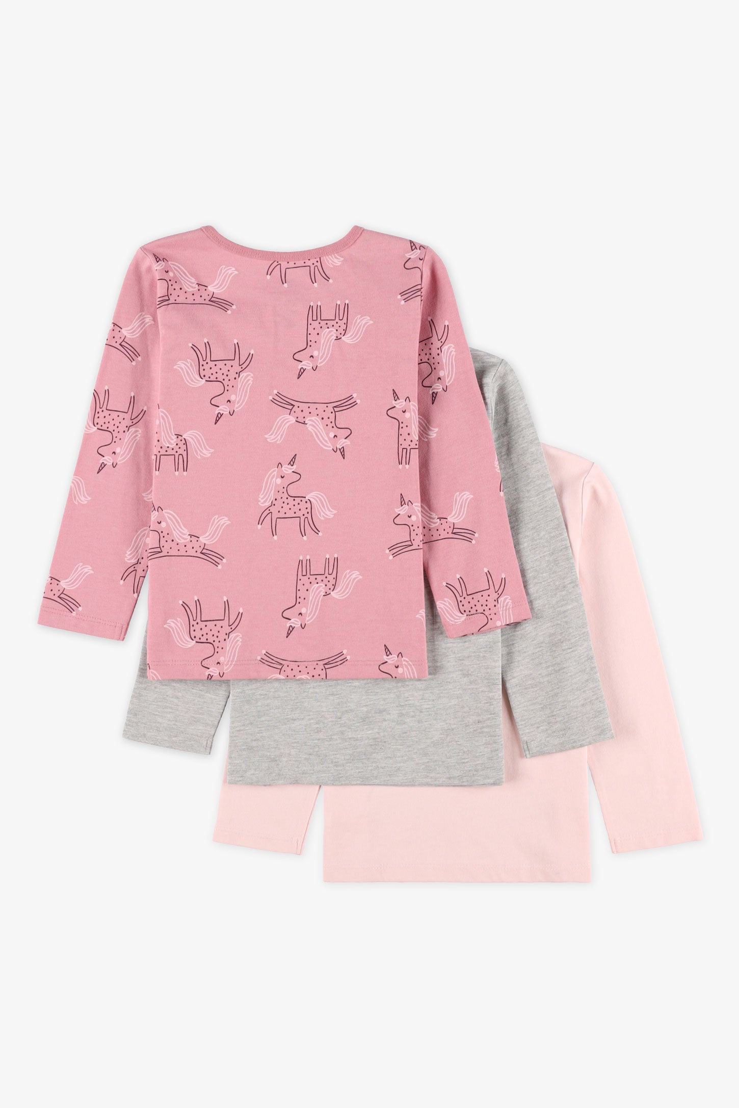 Lot de 3 chandails manches longues coton - Bébé fille && ROSE PALE