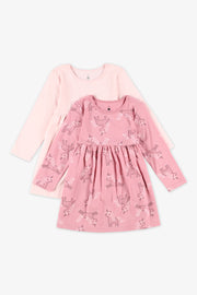 Lot de 2 robes en coton, 2T-3T - Bébé fille && ROSE MULTI