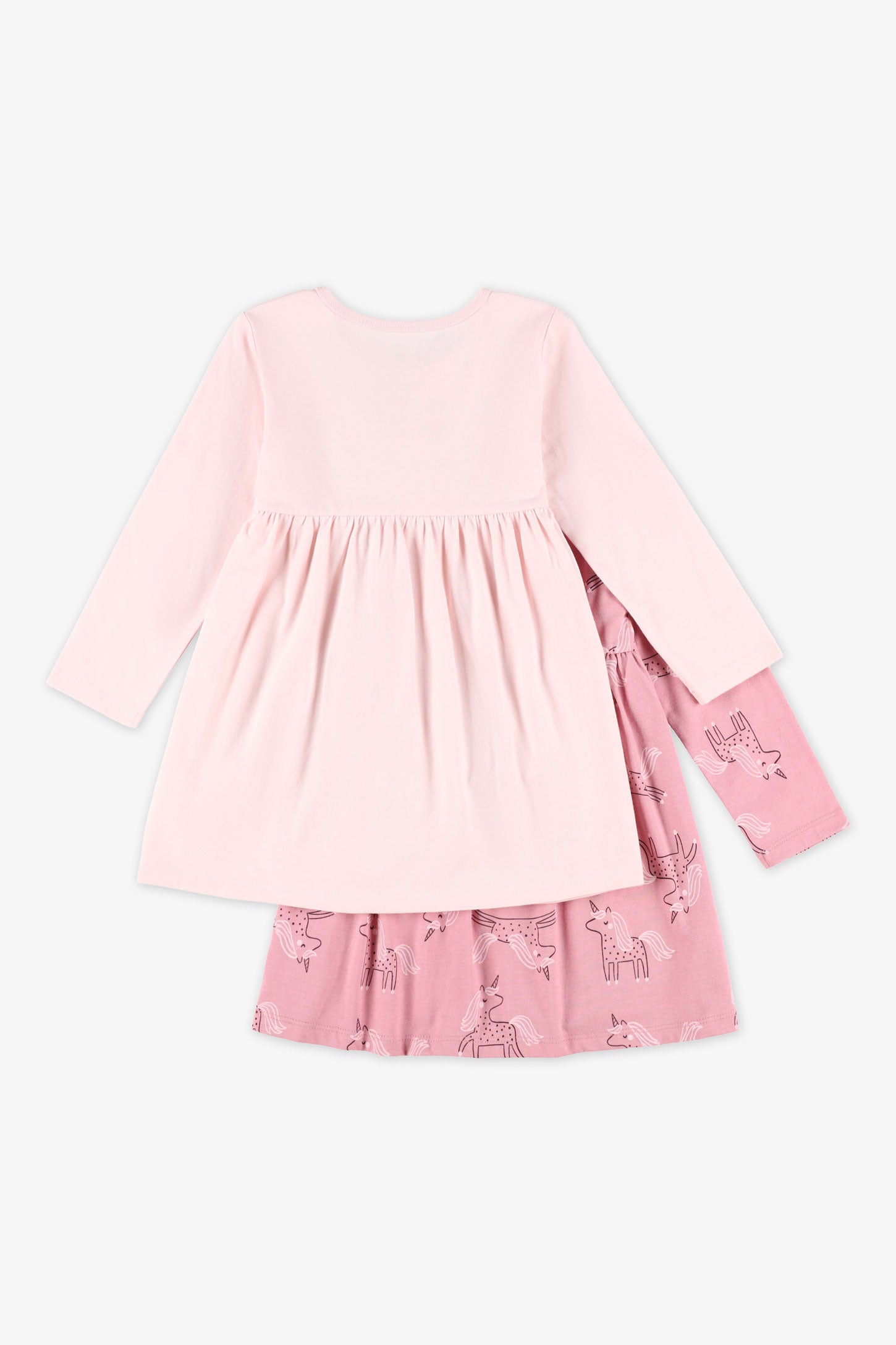 Lot de 2 robes en coton, 2T-3T - Bébé fille && ROSE MULTI