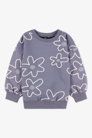 Chandail col rond coton ouaté, 2T-3T - Bébé fille && GRIS MULTI