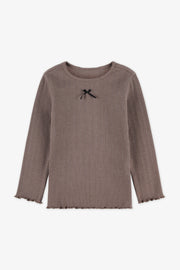 Chandail manches longues coton - Bébé fille && TAUPE