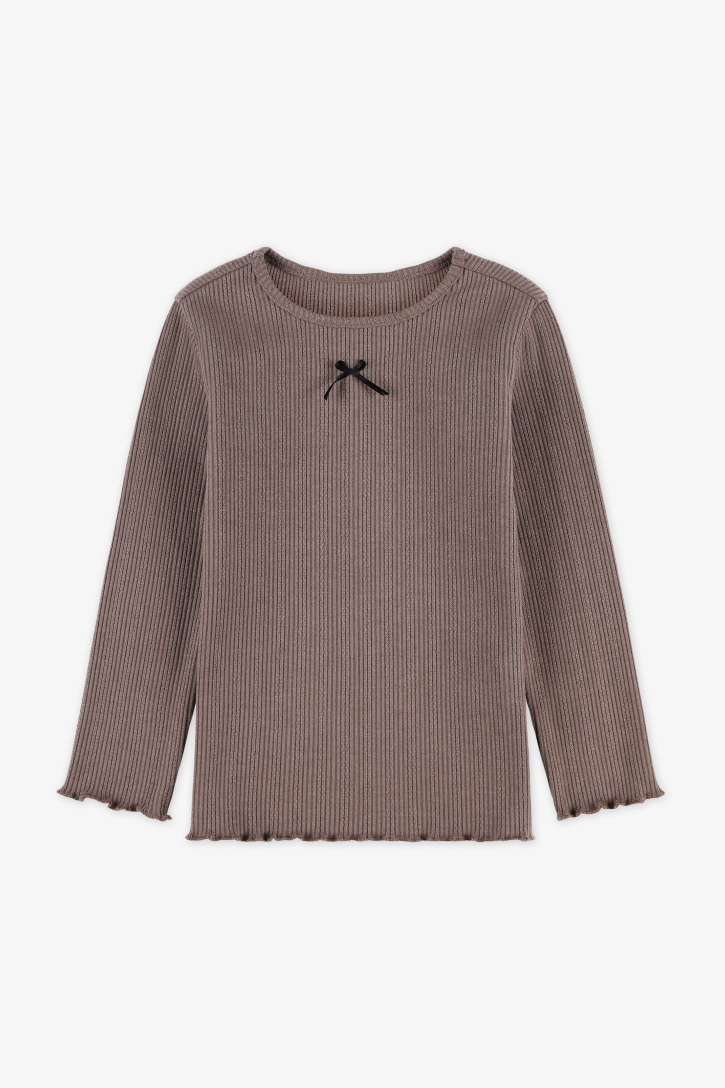 Chandail manches longues coton - Bébé fille && TAUPE